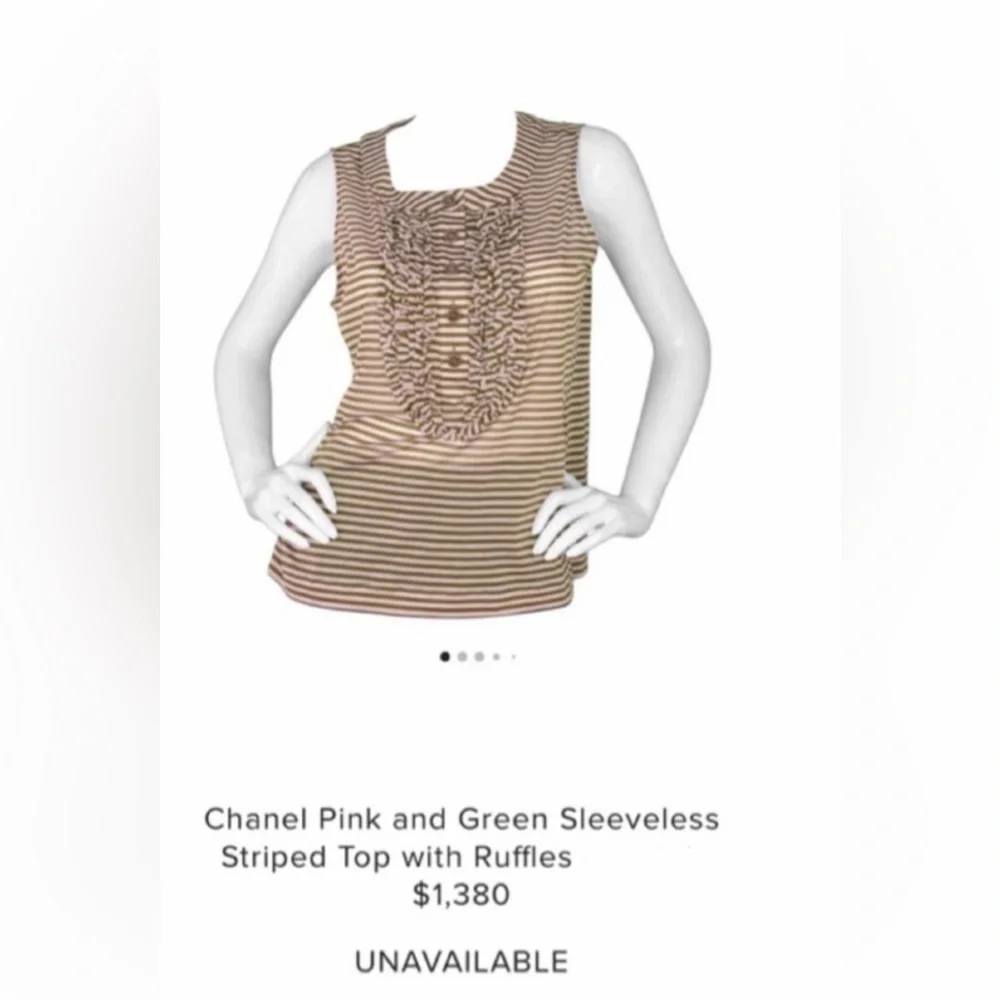 CHANEL 2009 Spring Runway Ruffled Striped Cotton